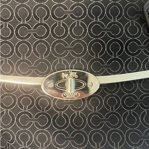 Coach Madeline Needlepoint Op Art Satchel Black Canvas w/Leather Trims - Picture 7 of 10